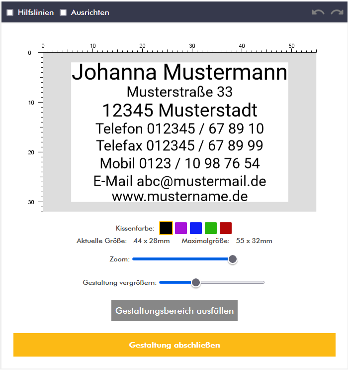 Konfigurator Gestaltungsfläche