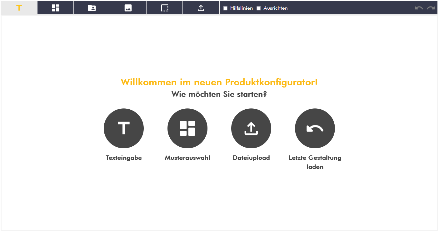 Der neue Konfigurator mit Startbild